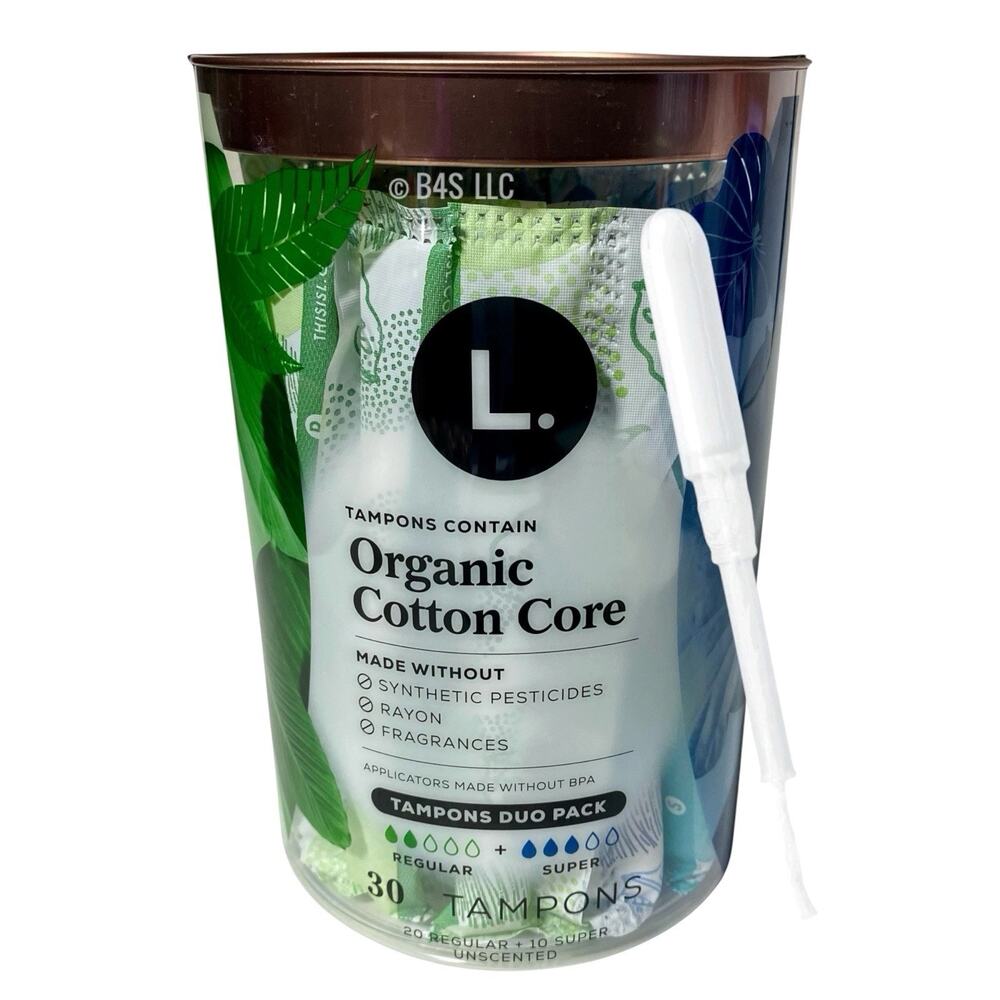 L Organic Cotton Tampons Unscented 30 Ct Regular & Super Mix